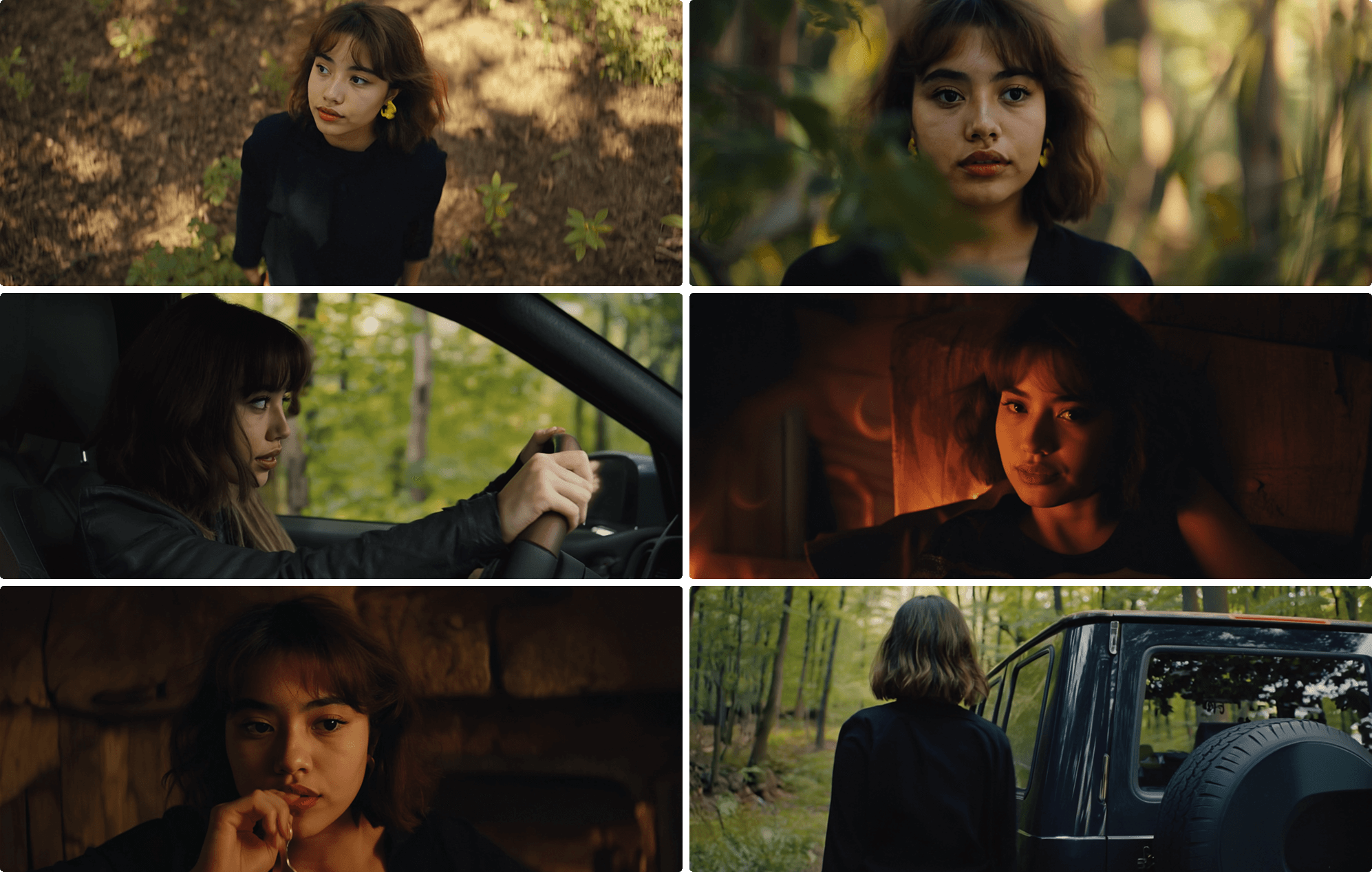 Runway Gen-4 character consistency demo showing the same character maintained across six different scenes and lighting conditions