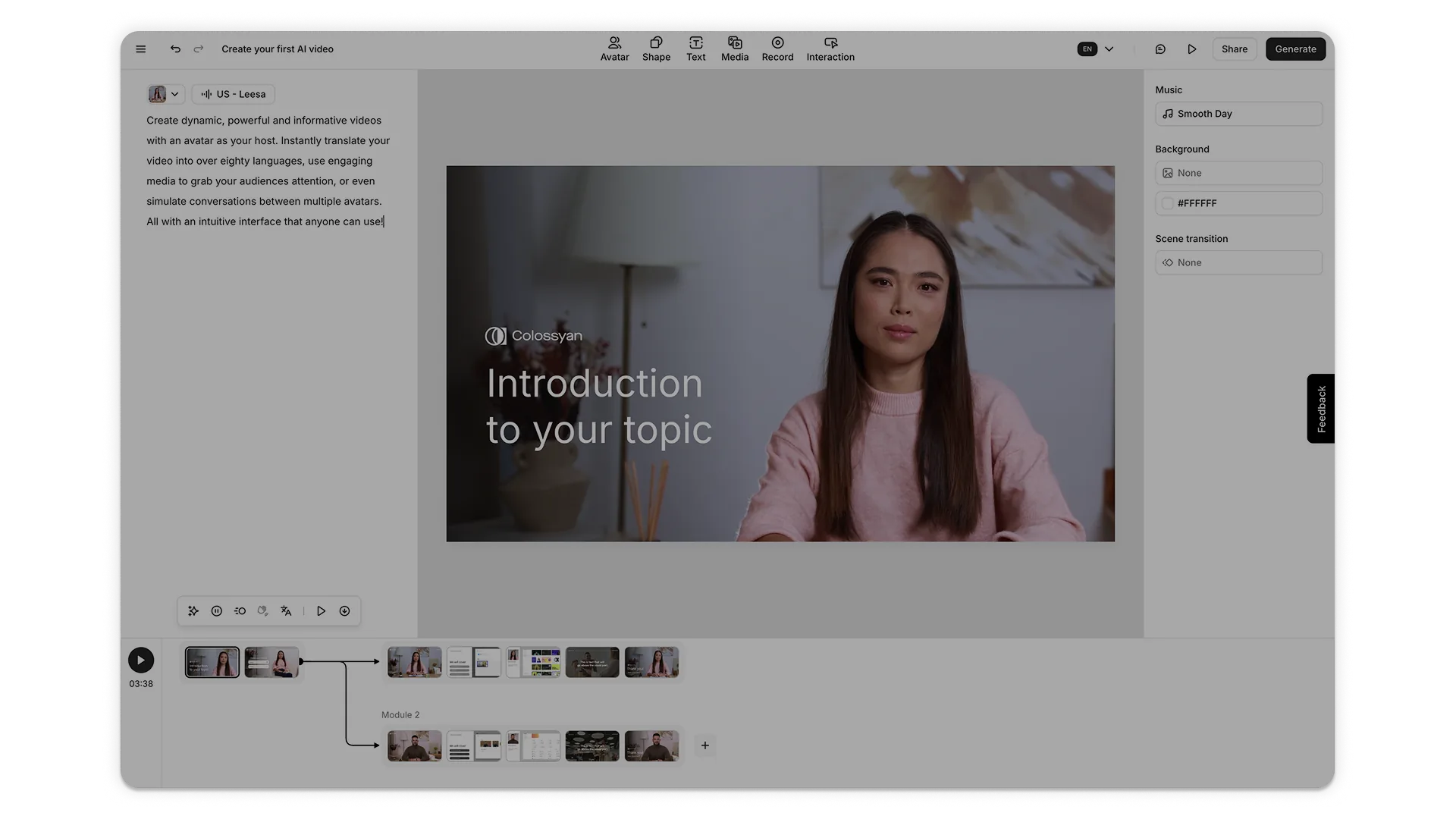 AI avatar presenting a training lesson