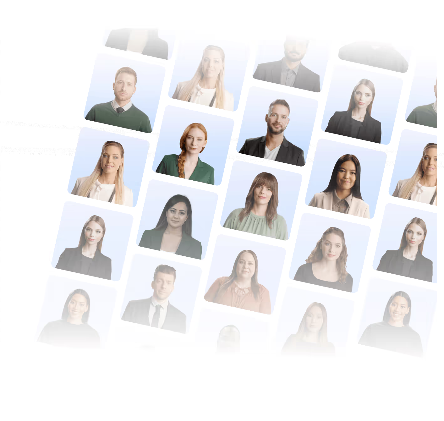 A grid of Colossyan AI avatars