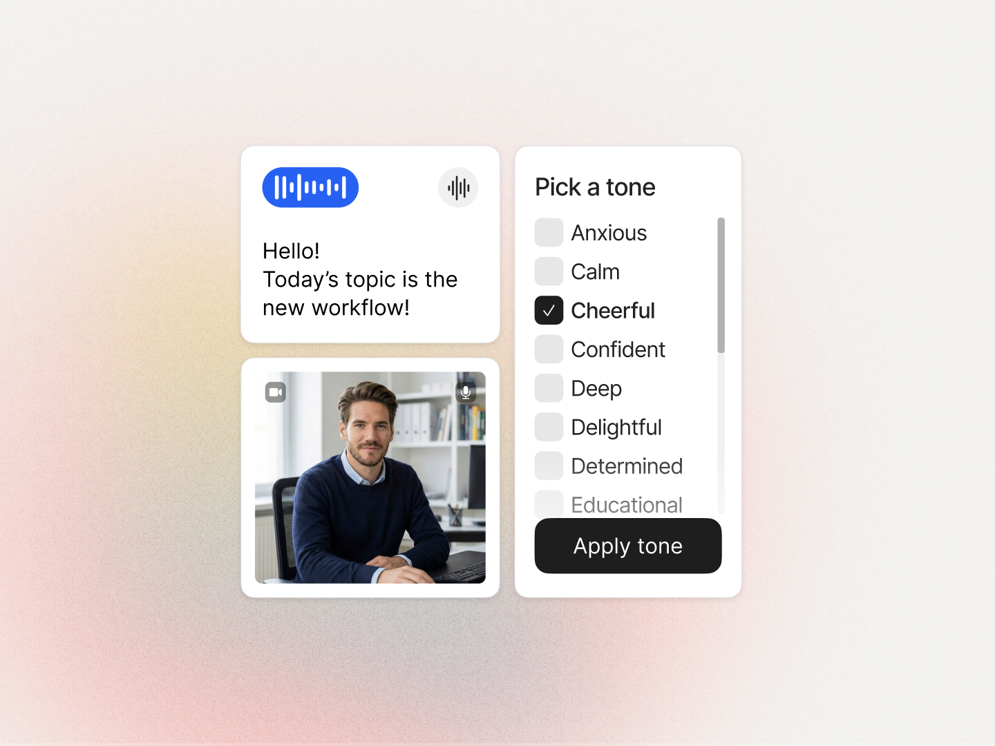 Filtering Colossyan's AI voice library by voice emotions