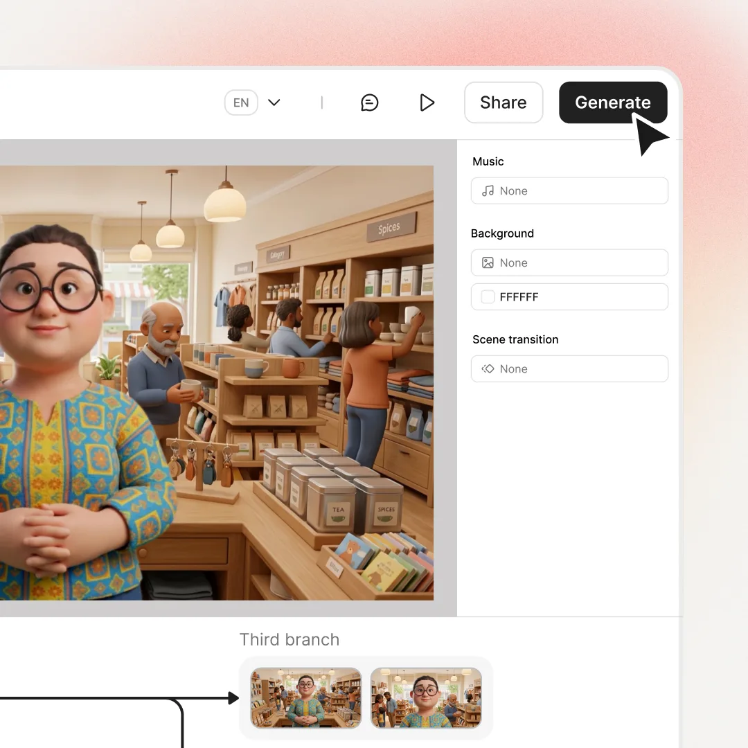 Export and publish options for a finished cartoon video