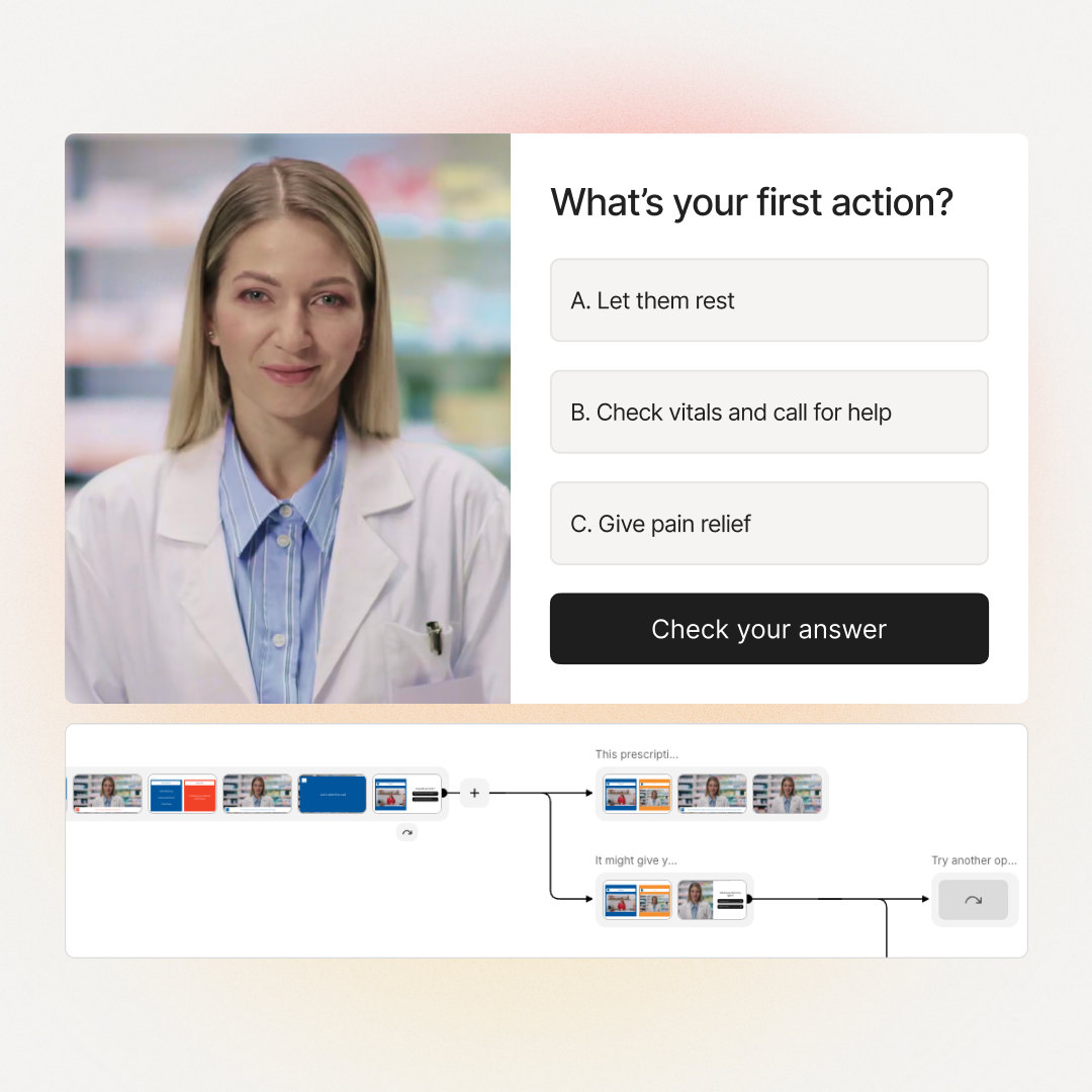 Colossyan editor with healthcare avatar selection and language picker