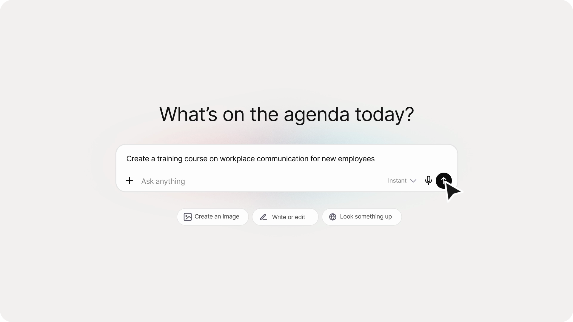 ChatGPT prompt screen with a training course request typed into the input field