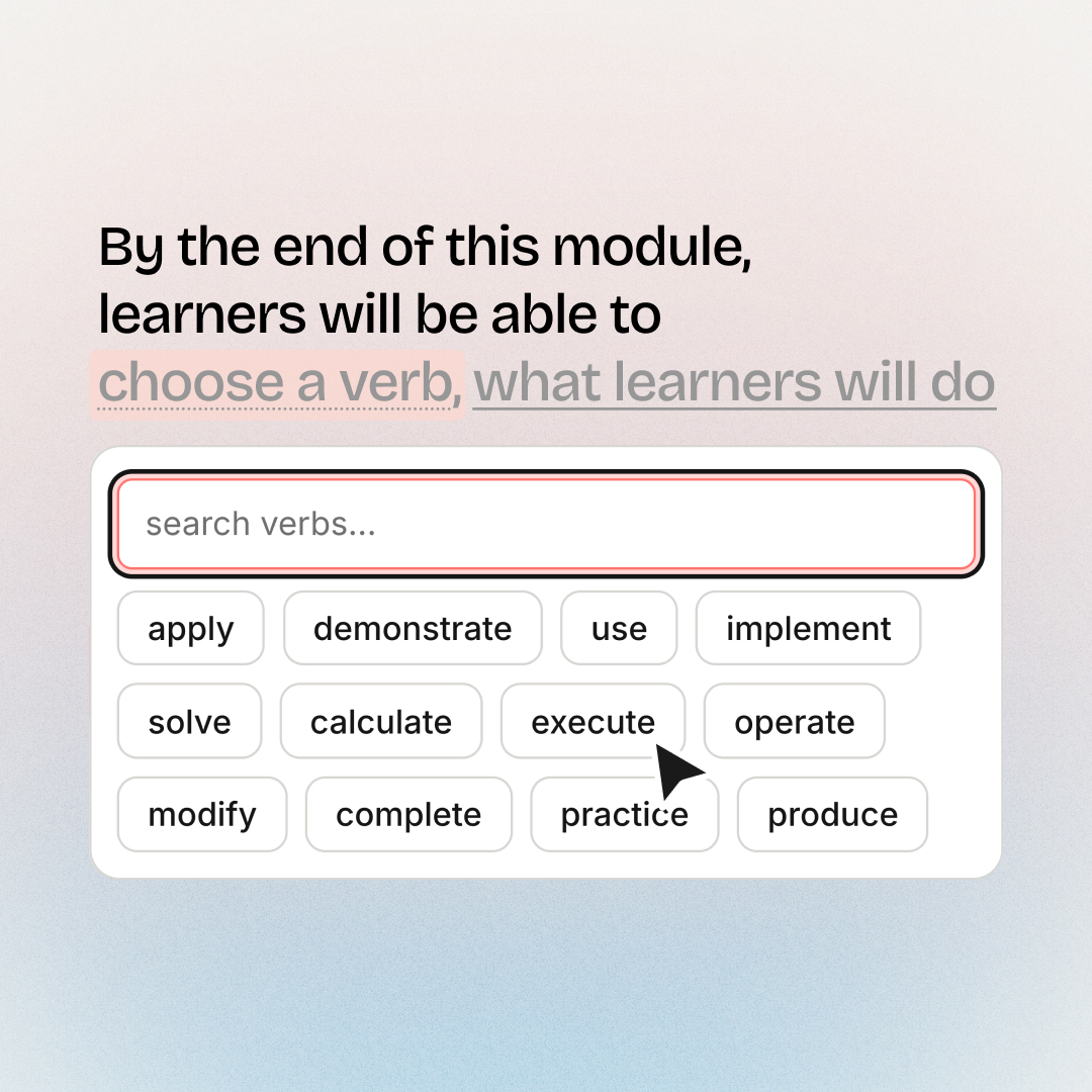 Composing a measurable objective from a verb and a task