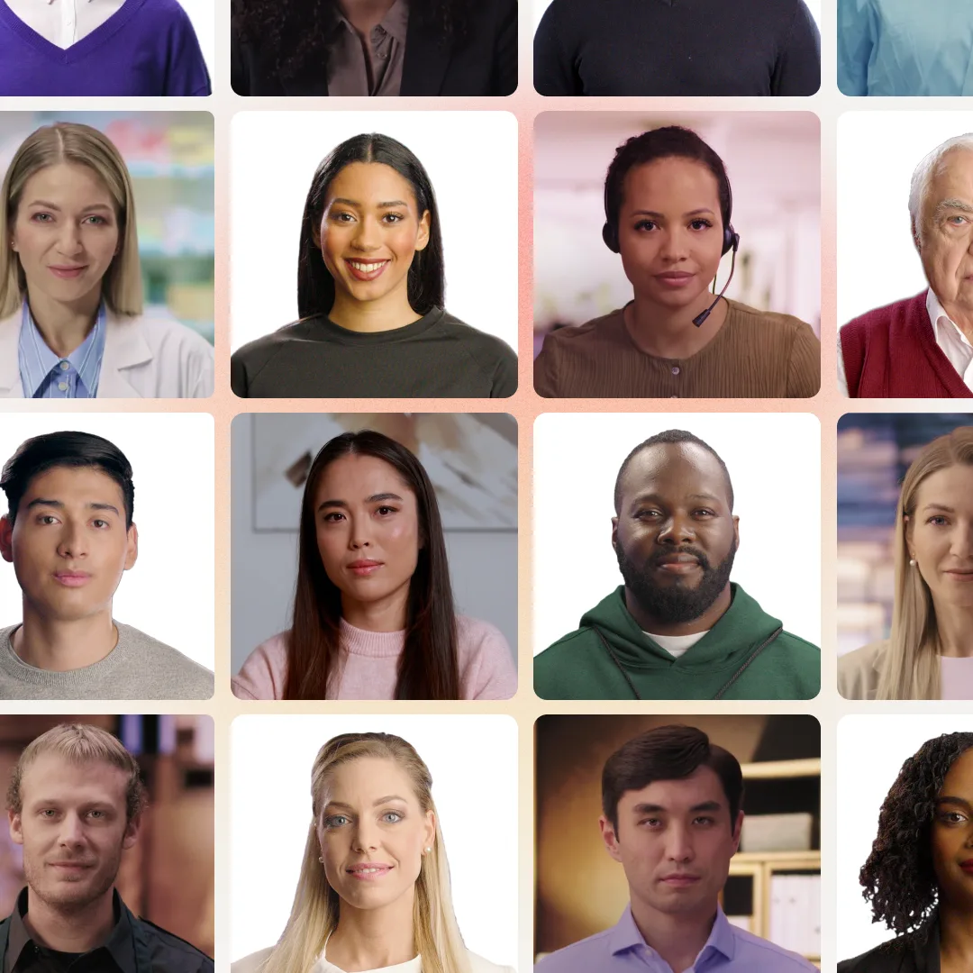 Grid of Colossyan AI avatars