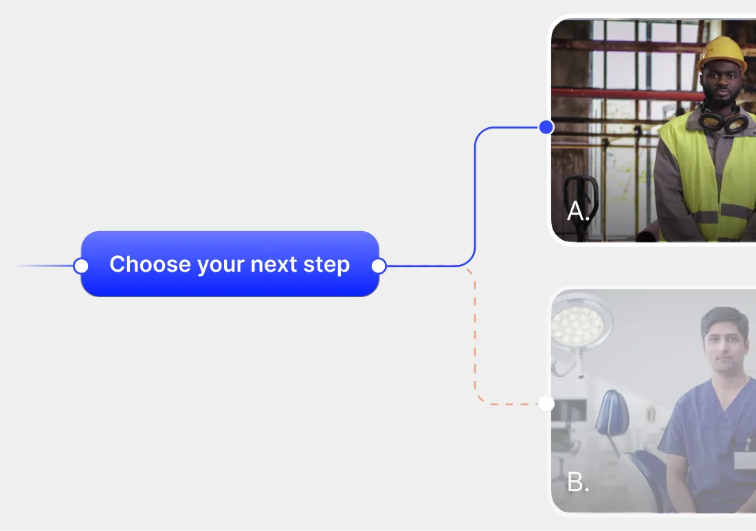 Branching scenario editor in training course