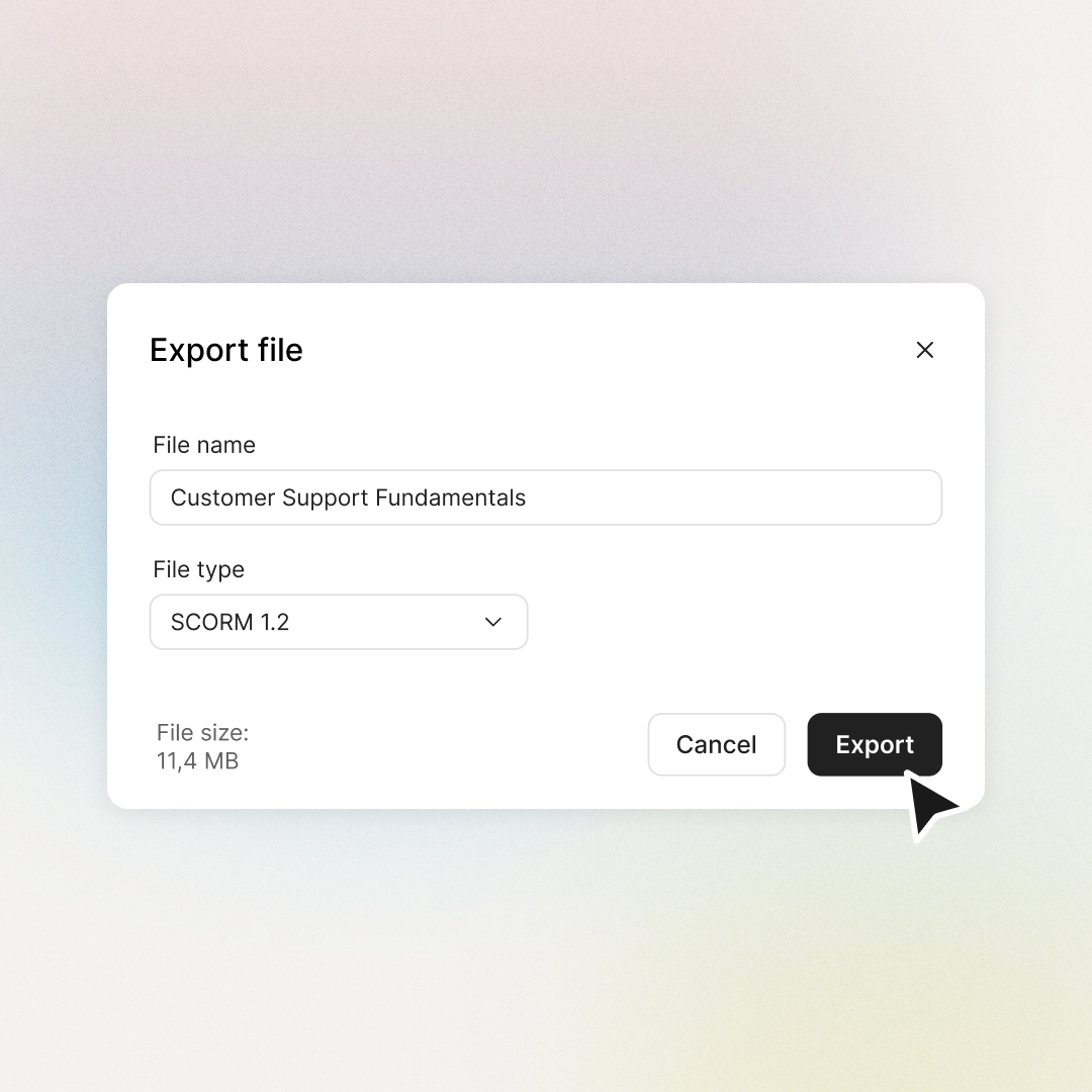 SCORM 1.2 package zip file ready for LMS upload