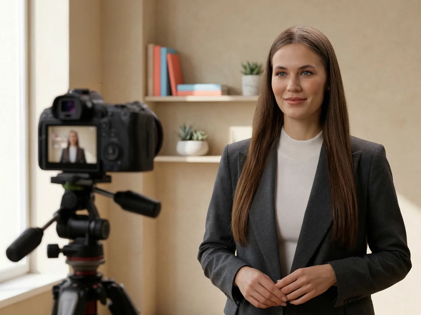 Custom AI avatar of Dominik demonstrating personalized presenter creation