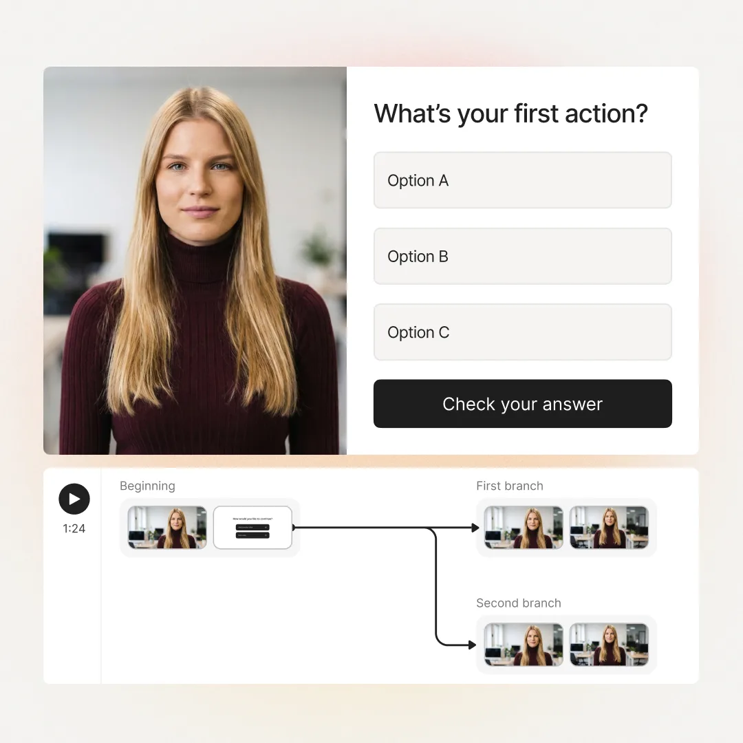 Add assessments and branching to confirm the content landed