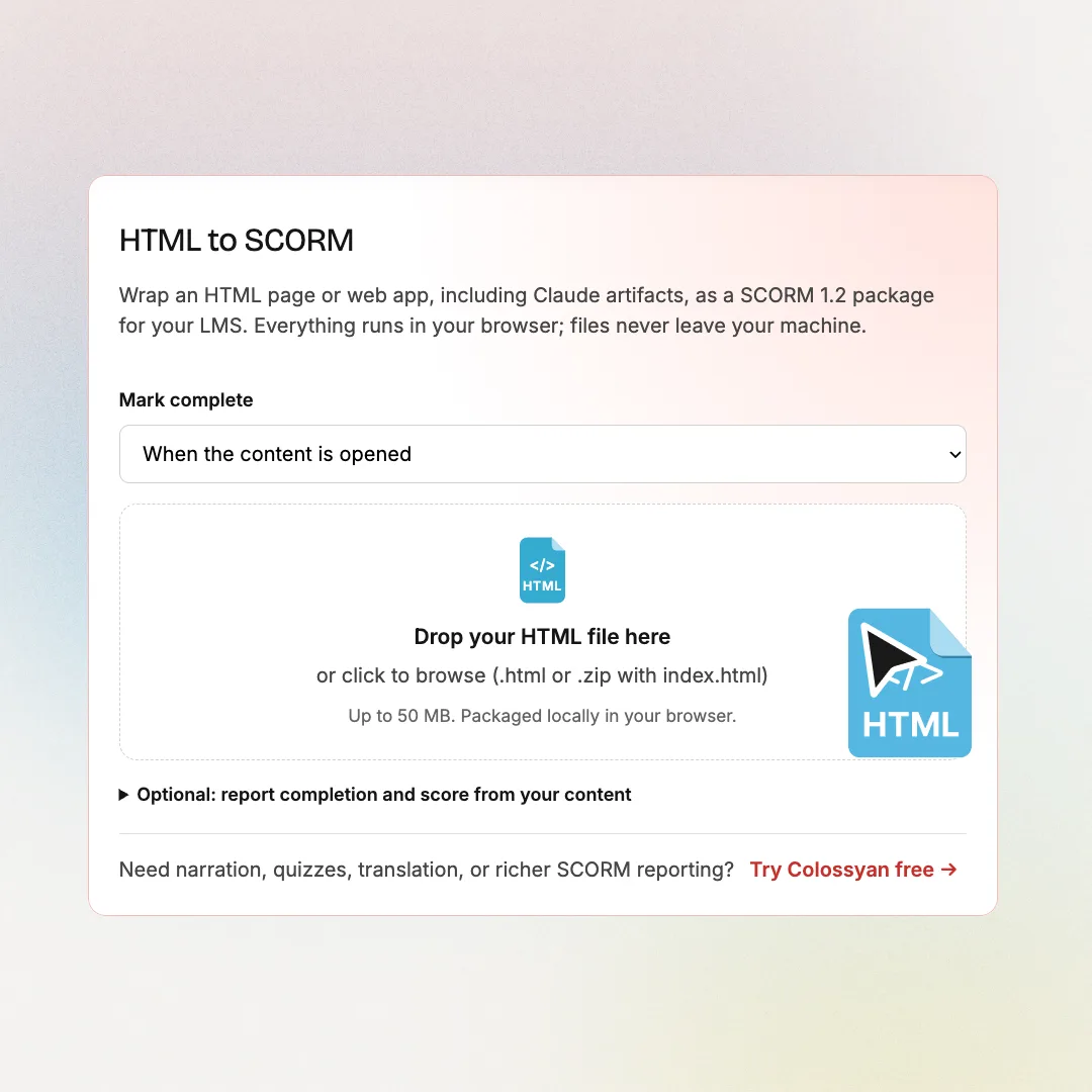 Uploading HTML content to the converter