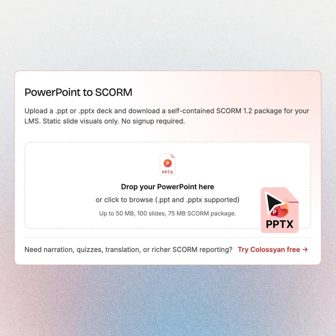 Uploading a PowerPoint file to the converter