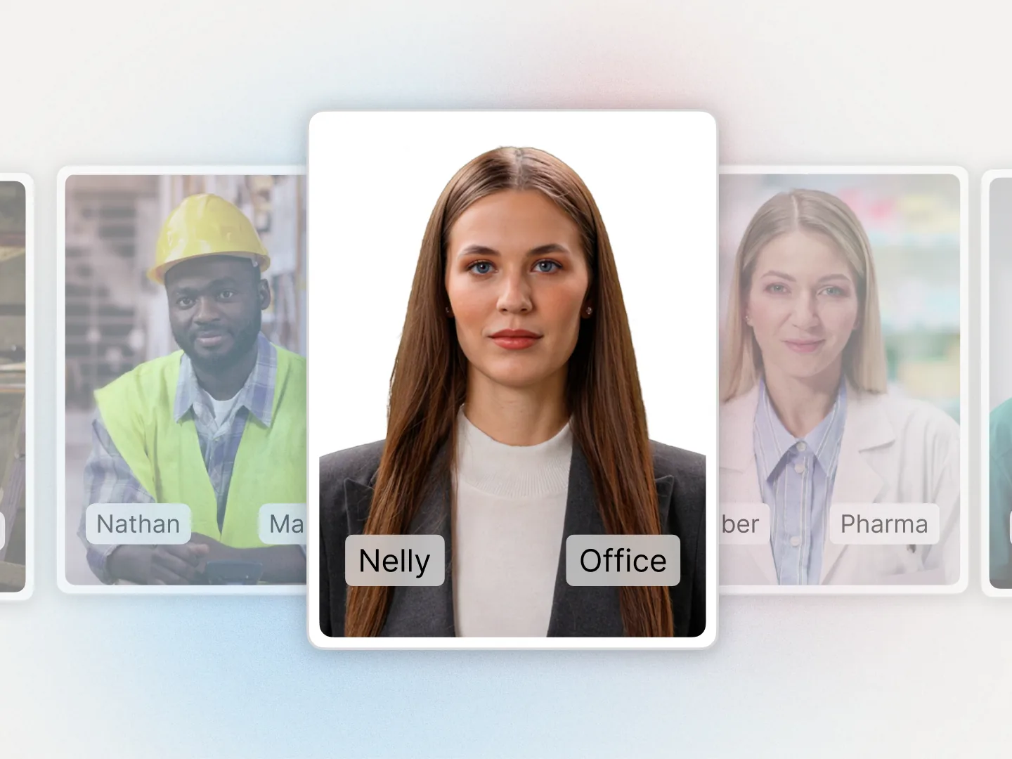 Text to video avatar selection and customization panel