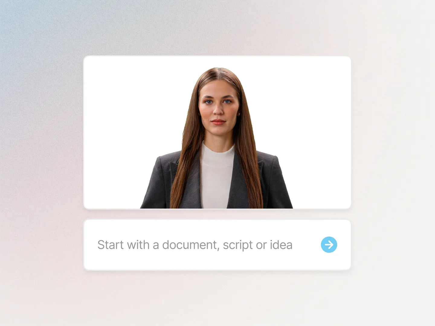 AI script editor with prompt-to-video input and avatar preview