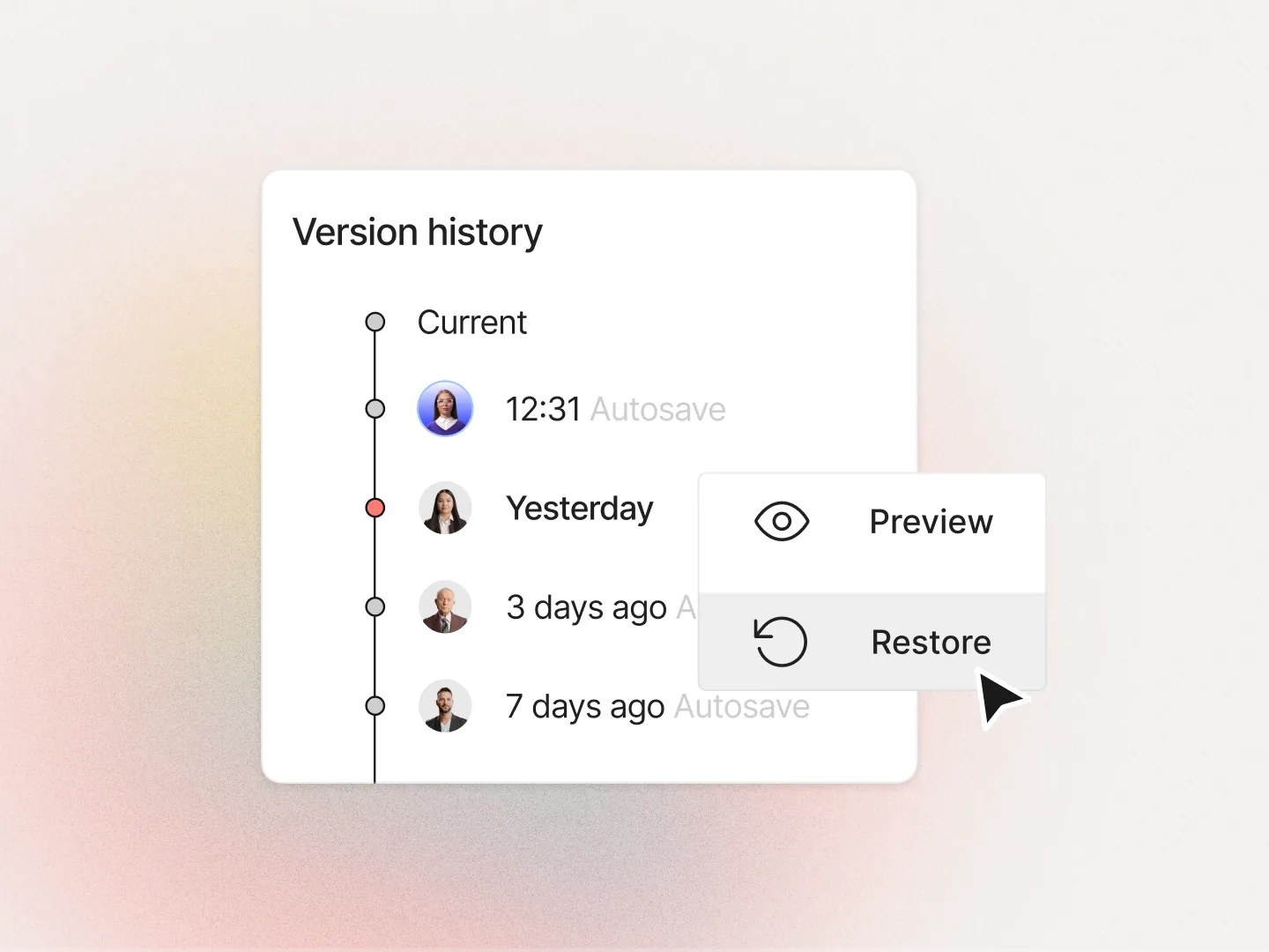 Content version history and editing without re-recording