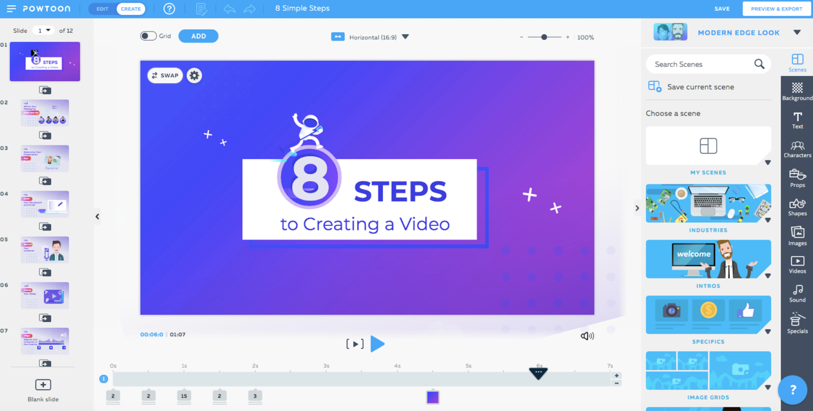 Powtoon's interface