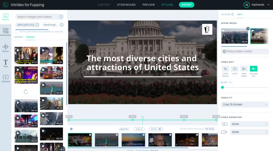 InVideo's interface
