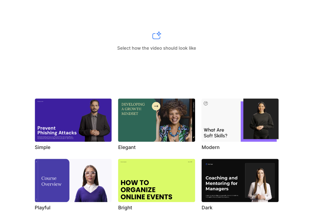 Colossyan's doc-to-video template options
