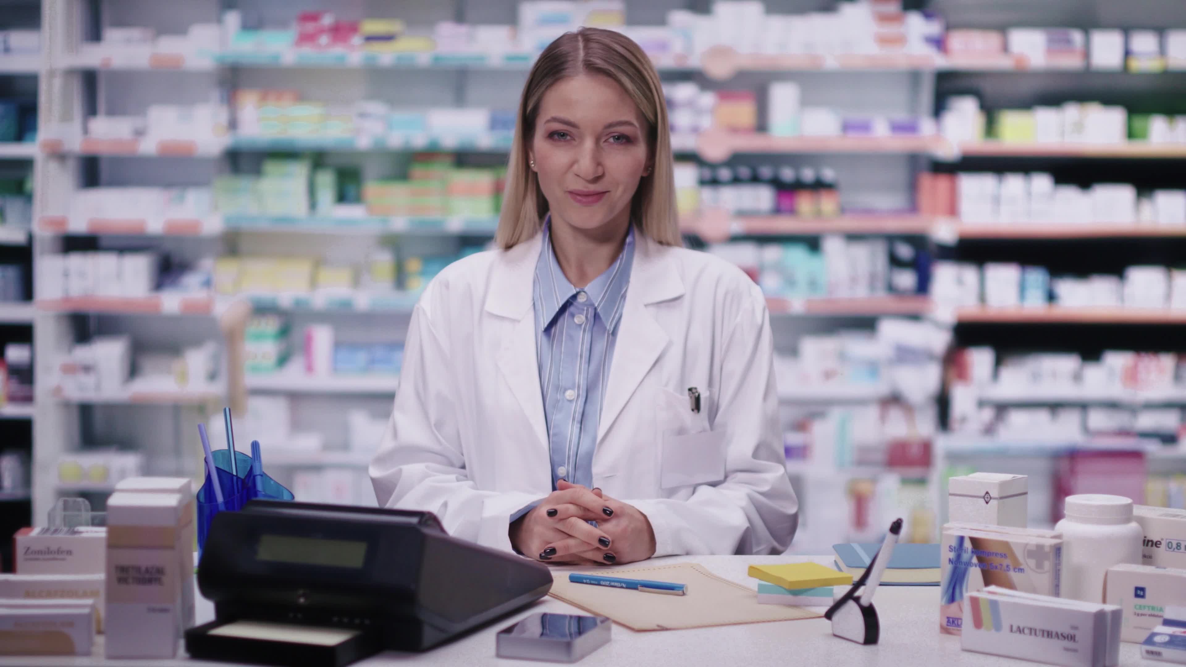 Colossyan AI avatar in a pharmacy setting