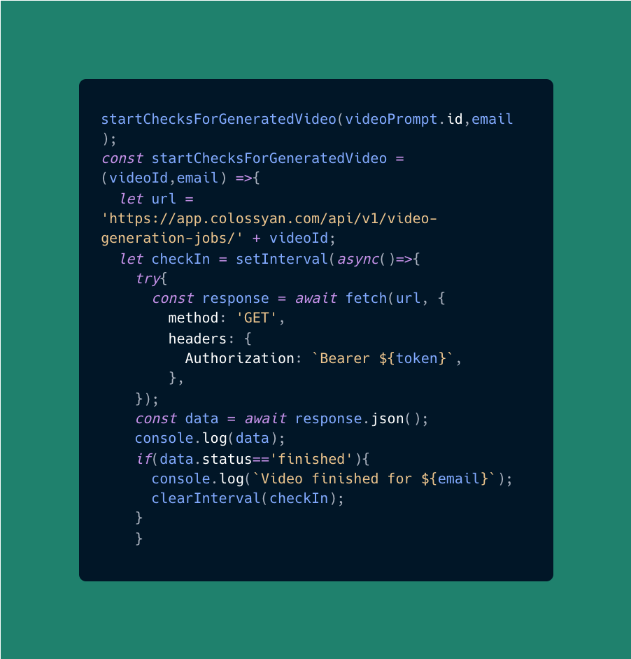 Code to check the progress of the video