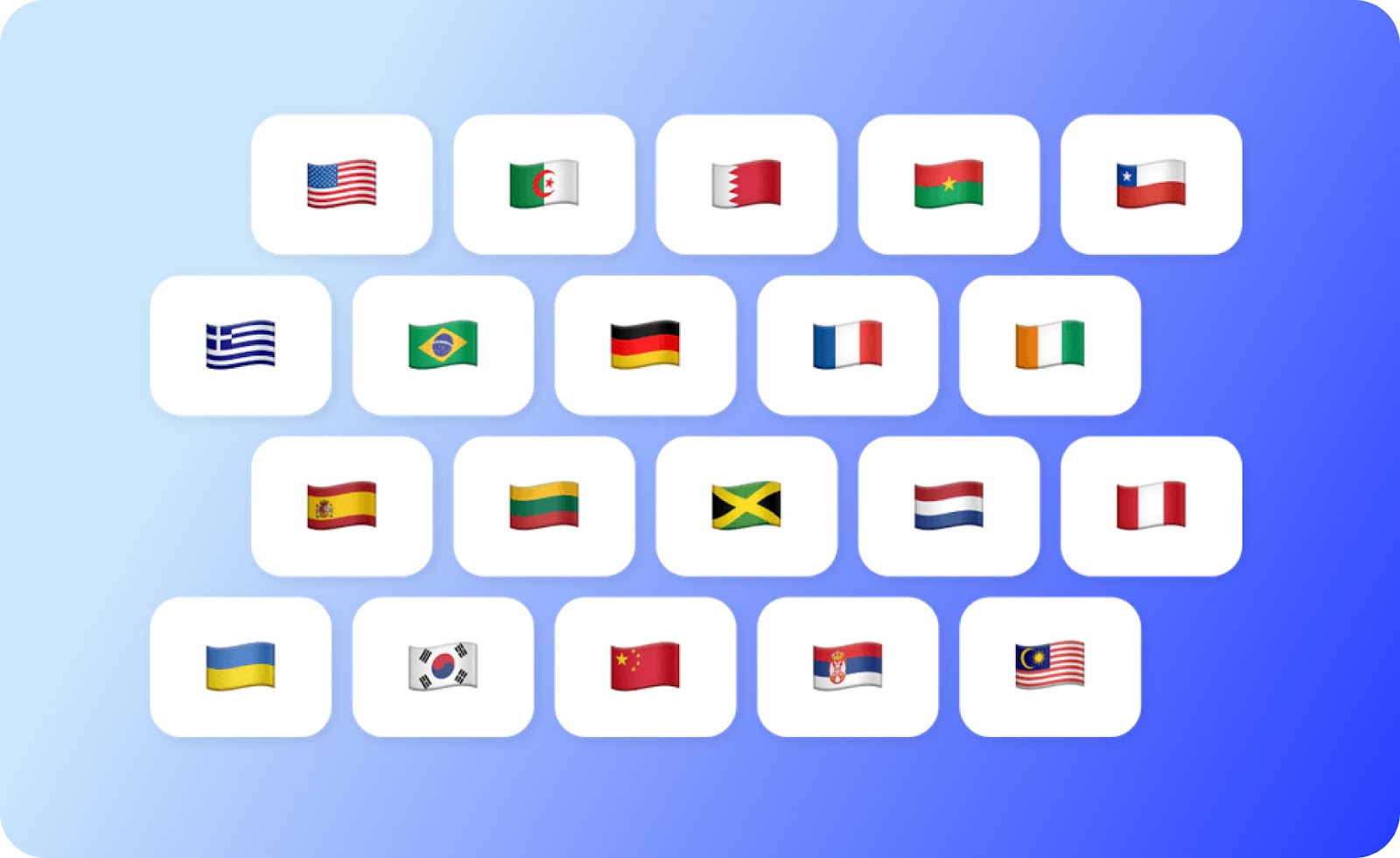 Flags of Colossyan's language options