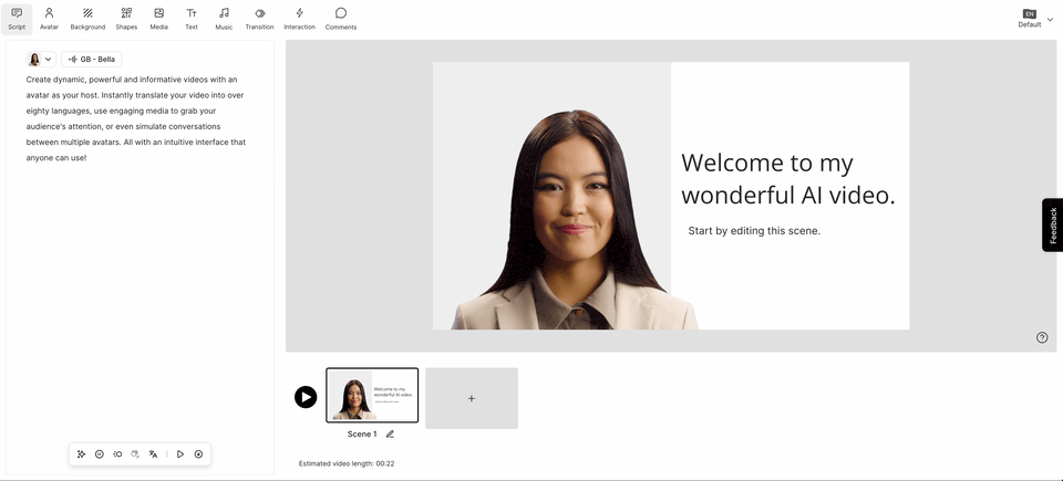 Gif showing how to translate a video in Colossyan