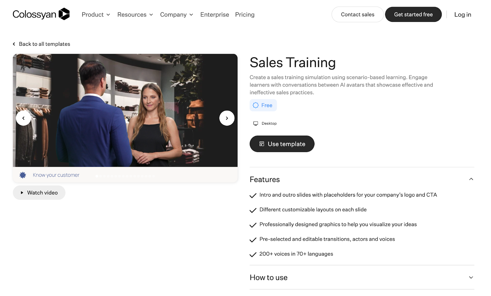 A template for a sales training video