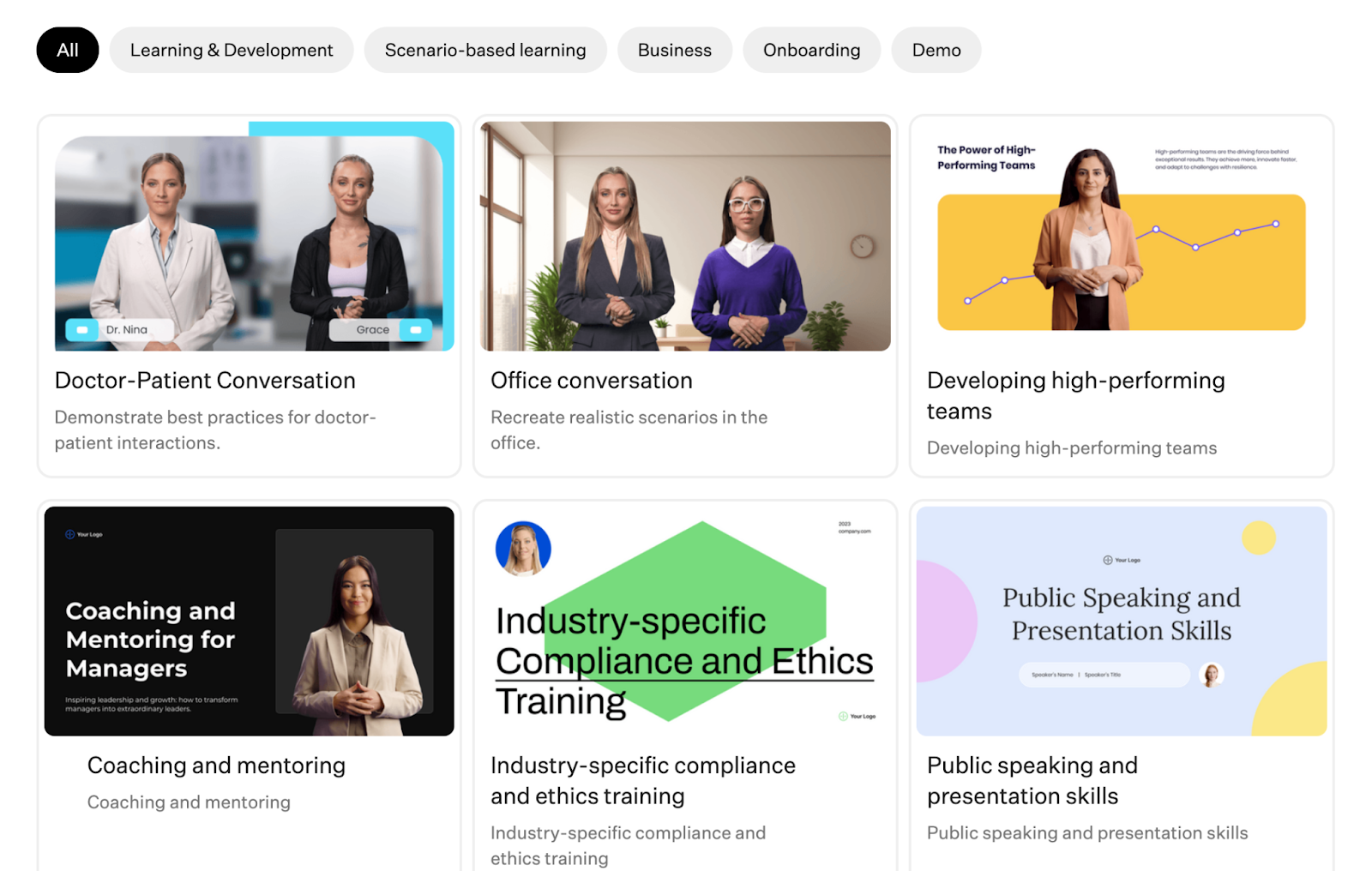 Video templates for corporate training videos