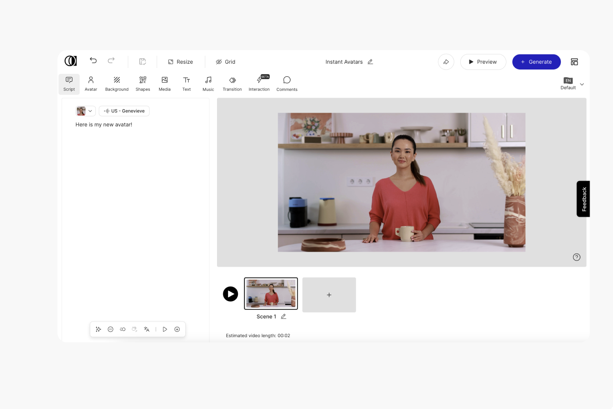 Colossyan's video editing interface