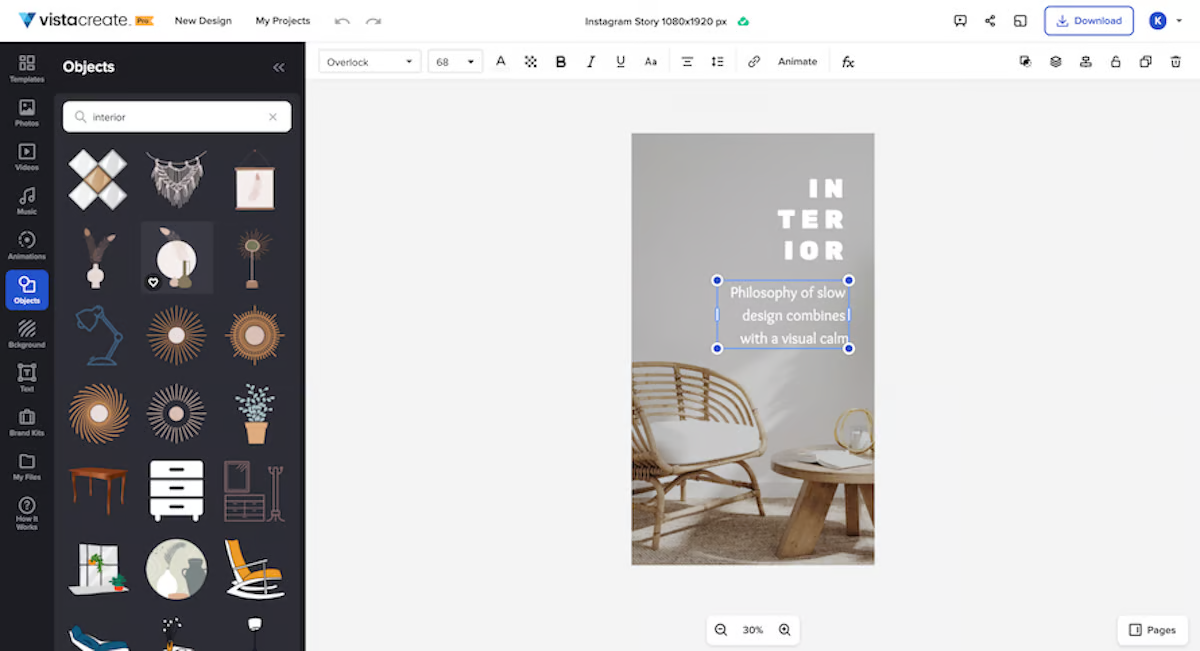 VistaCreate's editor