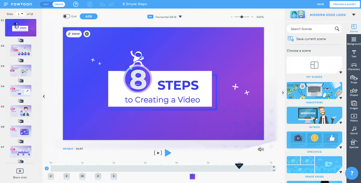 Powtoon's interface