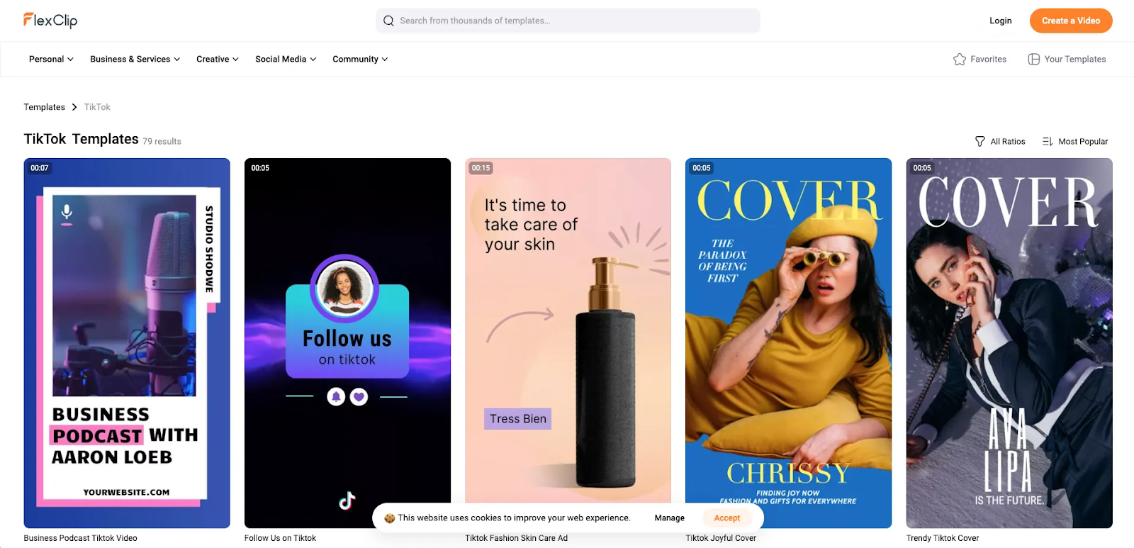 FlexClip's social media templates