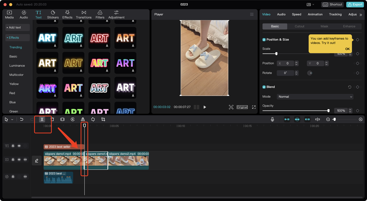 CapCut's video editor